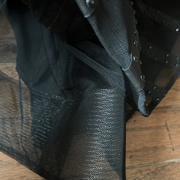 Alberto Makali Black Mesh, Ribbon and Crystal Studded Gown - Picture 9 of 13